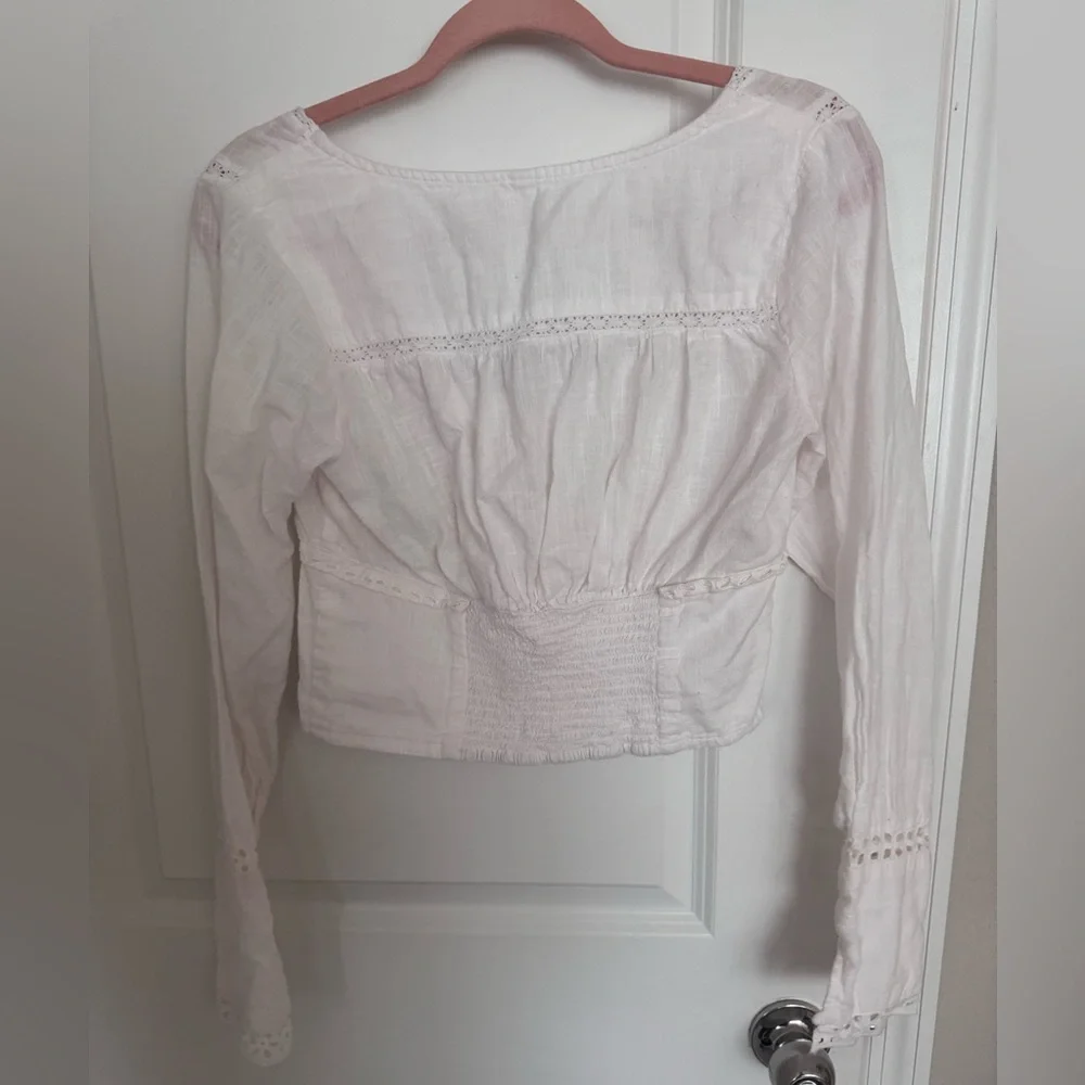 FREE PEOPLE Joi lace-trimmed cotton‎ blouse